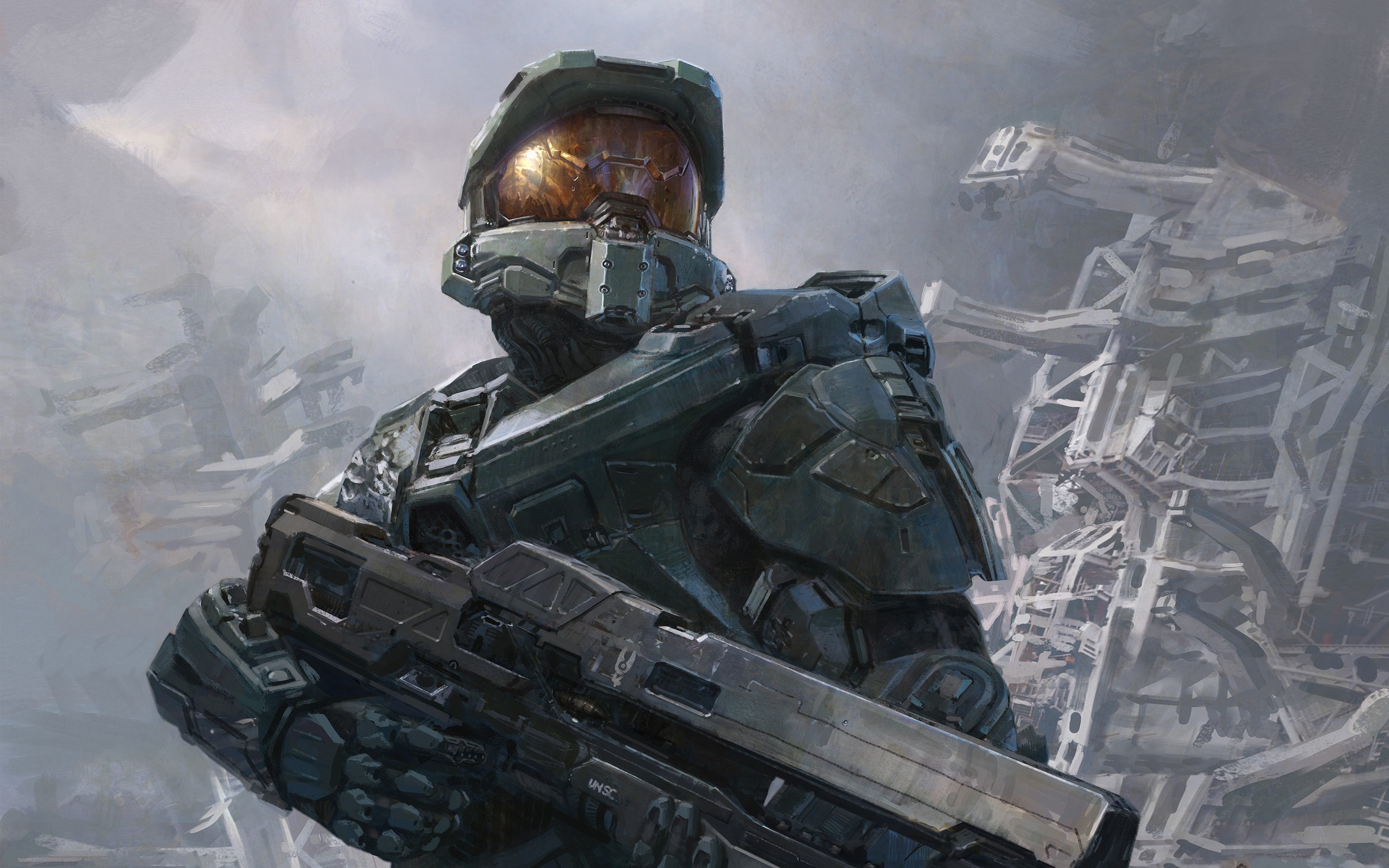 Halo, Armored, Weapon, Sci-fi, Destroyed City - Electromagnetic Gun Future Gun , HD Wallpaper & Backgrounds