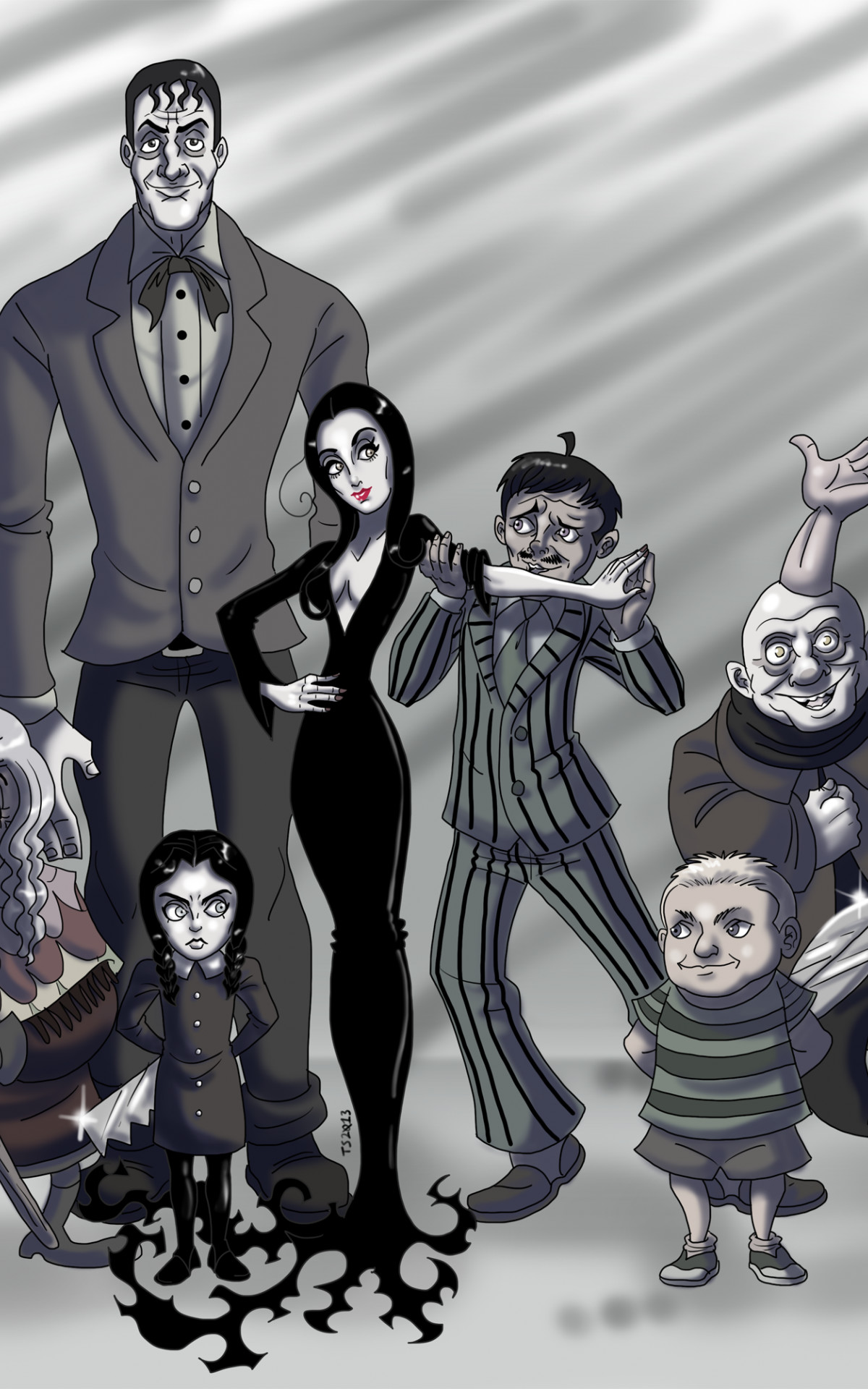Wednesday Addams Wallpaper - Addams Family Cartoon Black And White , HD Wallpaper & Backgrounds