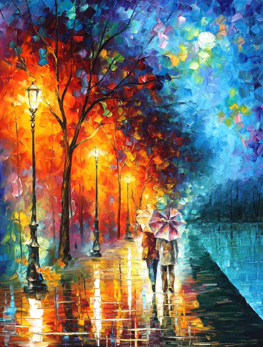 Love Painting Wallpaper Hd - Love By The Lake - Palette Knife Oil Painting On Canvas , HD Wallpaper & Backgrounds