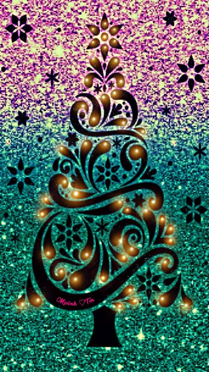 Wallpaper Iphone Glitzy Christmas Tree Galaxy Wallpaper - Sapin De Noel Design Dessin , HD Wallpaper & Backgrounds