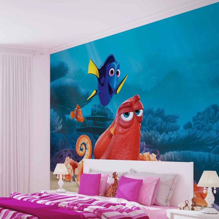 Disney Finding Nemo Dory Wallpaper Mural Disney Finding - Beauty And The Beast Wall Stickers , HD Wallpaper & Backgrounds