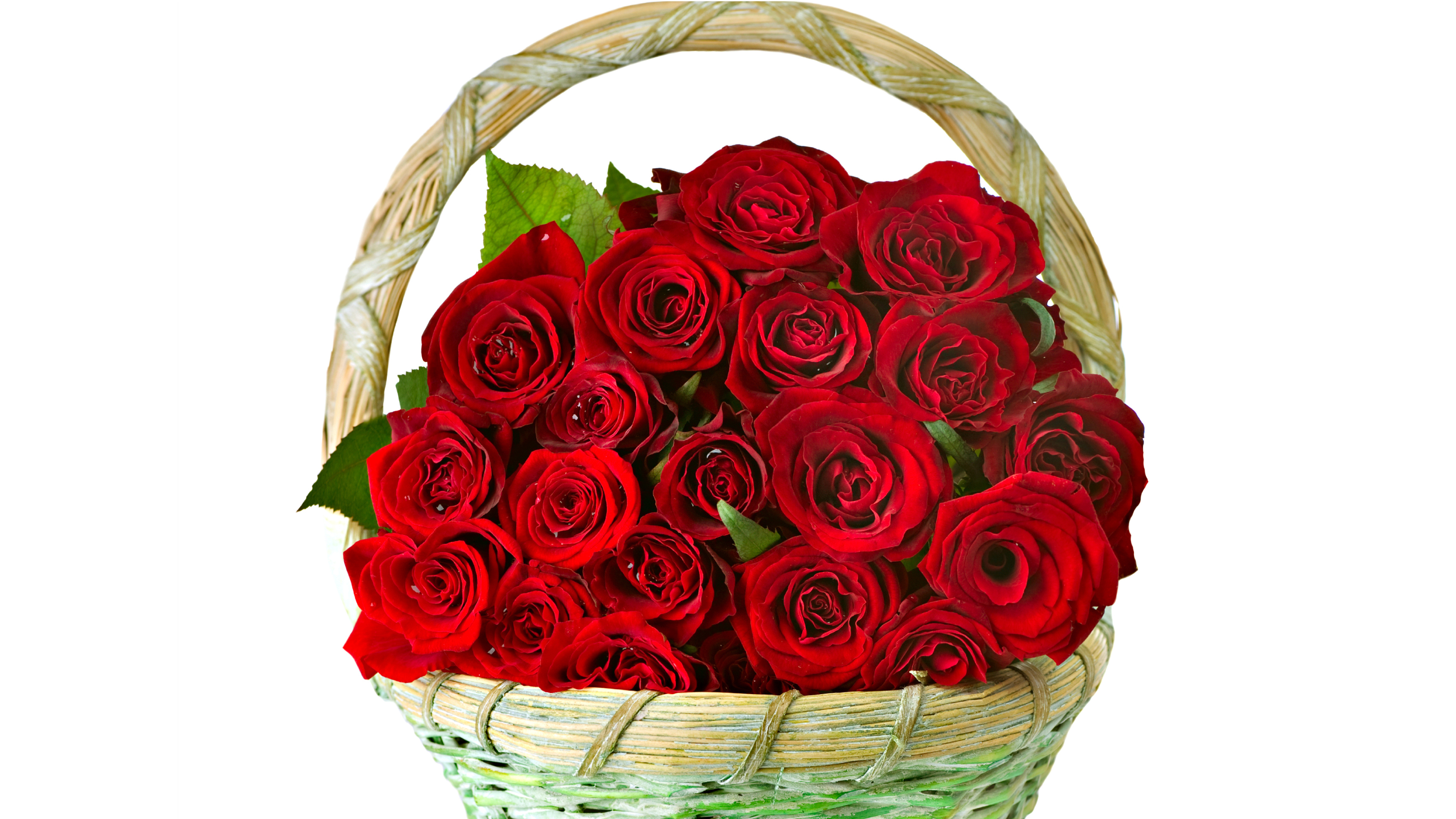 Bouquet Beautiful Red Roses Filled Basket For 8 March - Love Rose Beautiful Flowers , HD Wallpaper & Backgrounds