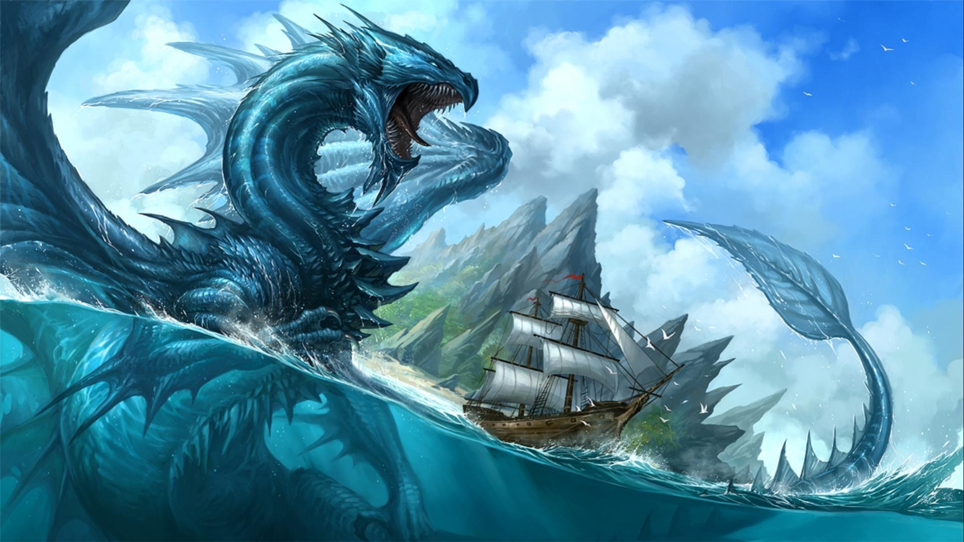 Wetter Dragon Google Search Wallpaper Wp38011900 - Mythical Water Dragon , HD Wallpaper & Backgrounds
