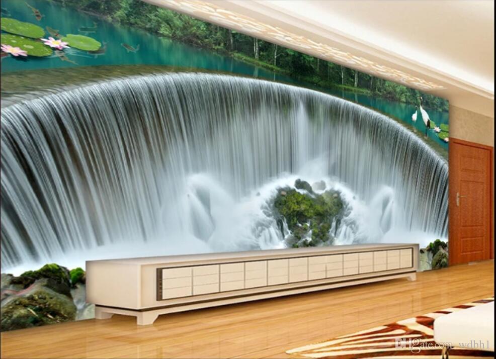 3d Wallpaper Custom Photo Mural Atmospheric Waterfall - Рисунок На Стенах В Бассейне , HD Wallpaper & Backgrounds