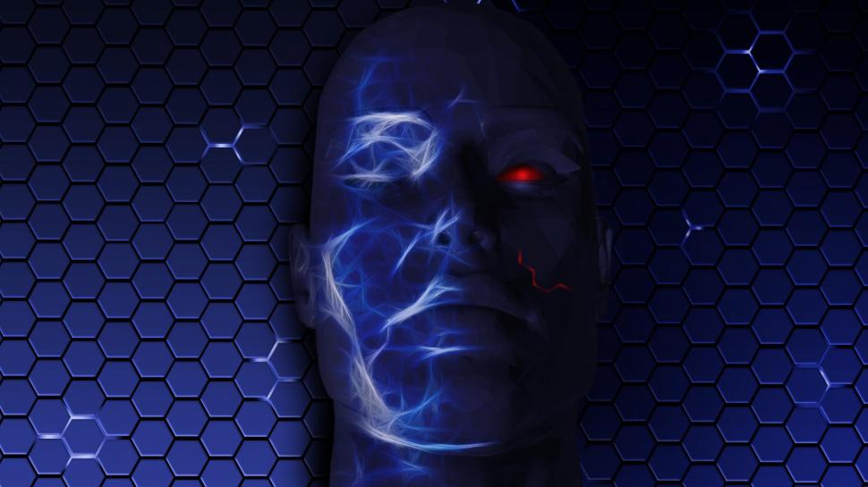 Half Human Half Cyborg Wallpaper - Half Human Half Robot Face Hd , HD Wallpaper & Backgrounds