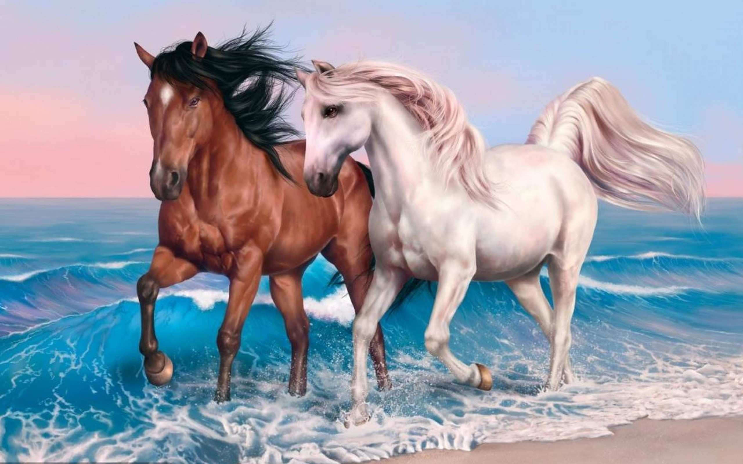 Running Horse Painting Inspirational Art Horses Beach - Beautiful Horses Running On The Beach , HD Wallpaper & Backgrounds