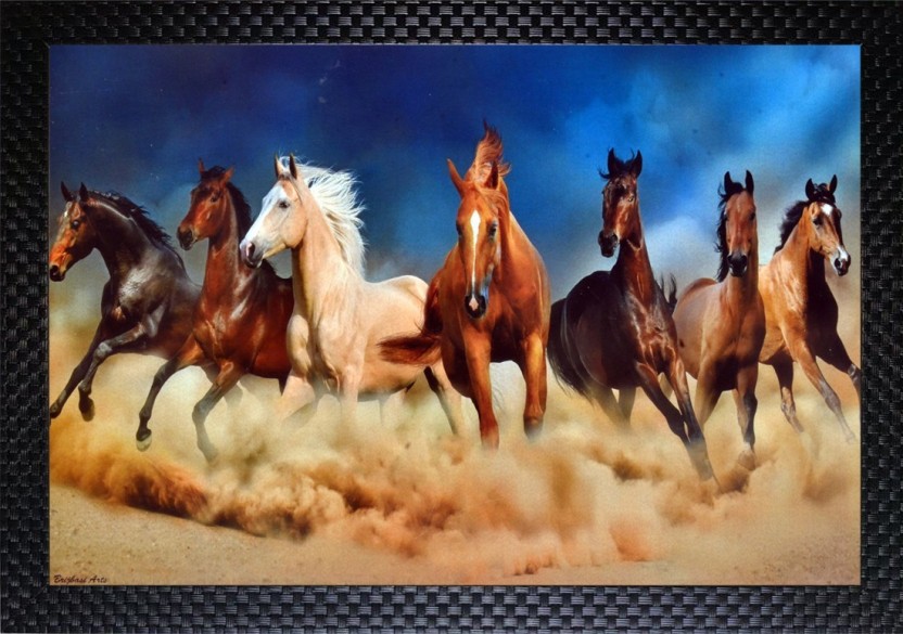 Janki Lucky Running Seven Horse Vastu Wall Painting - 7 White Horse , HD Wallpaper & Backgrounds