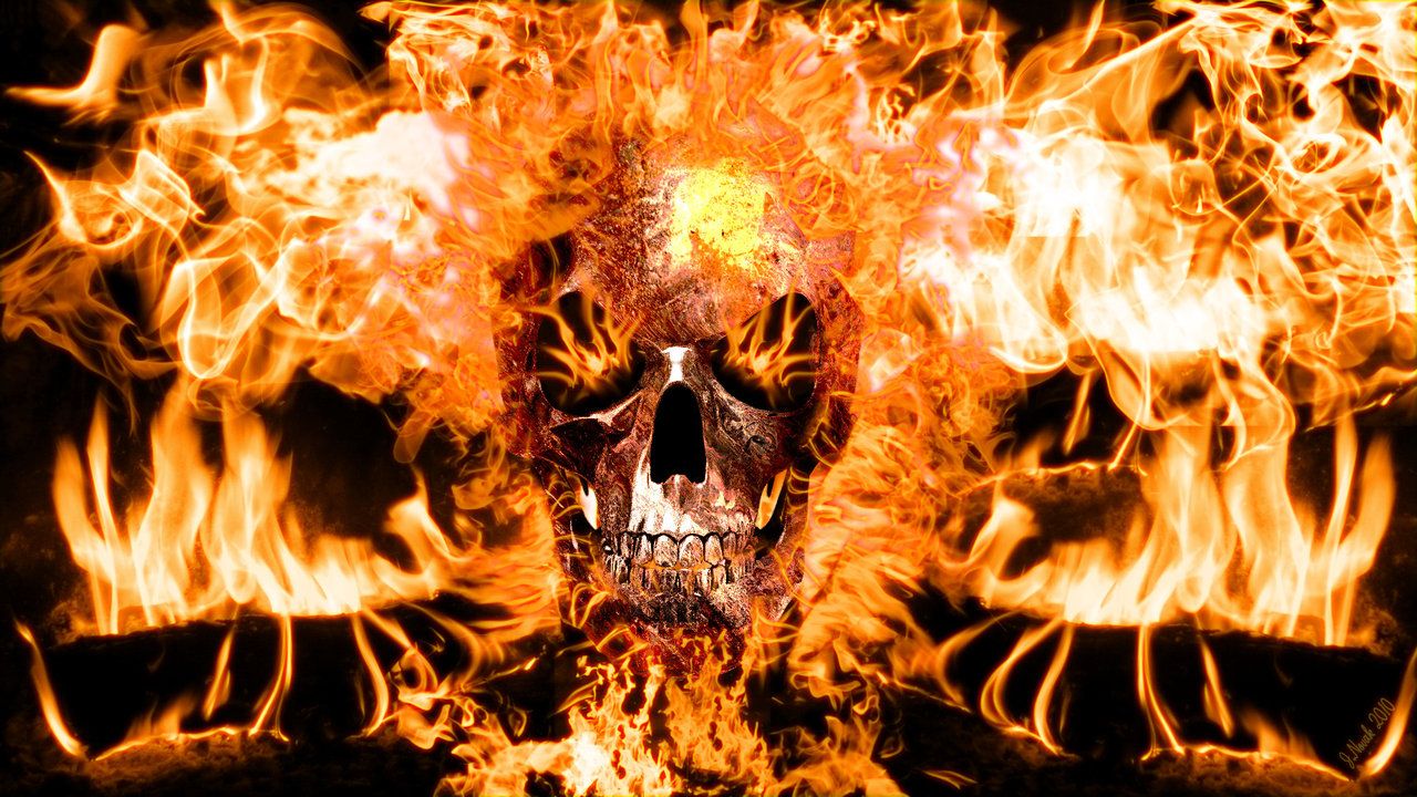 Flaming Skull Wallpapers Top Backgrounds - Flaming Skull , HD Wallpaper & Backgrounds