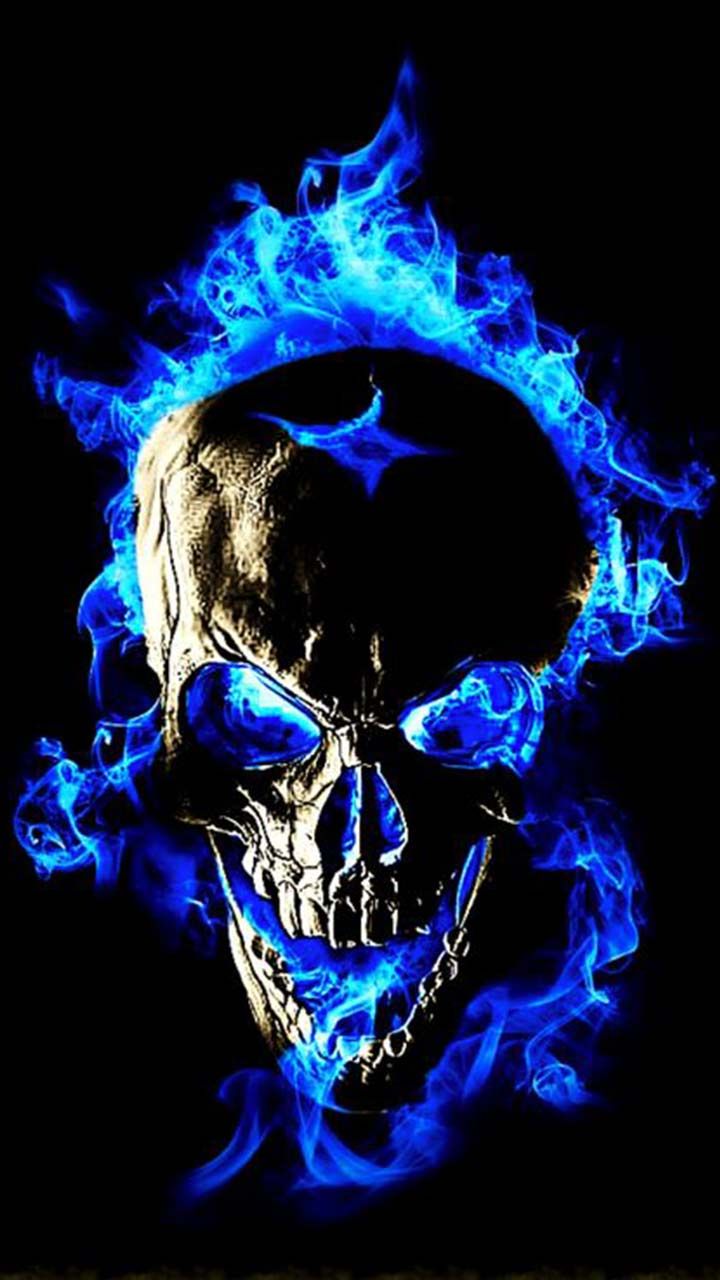 Blue Flame Skull Fire - Fire Cool Skull , HD Wallpaper & Backgrounds