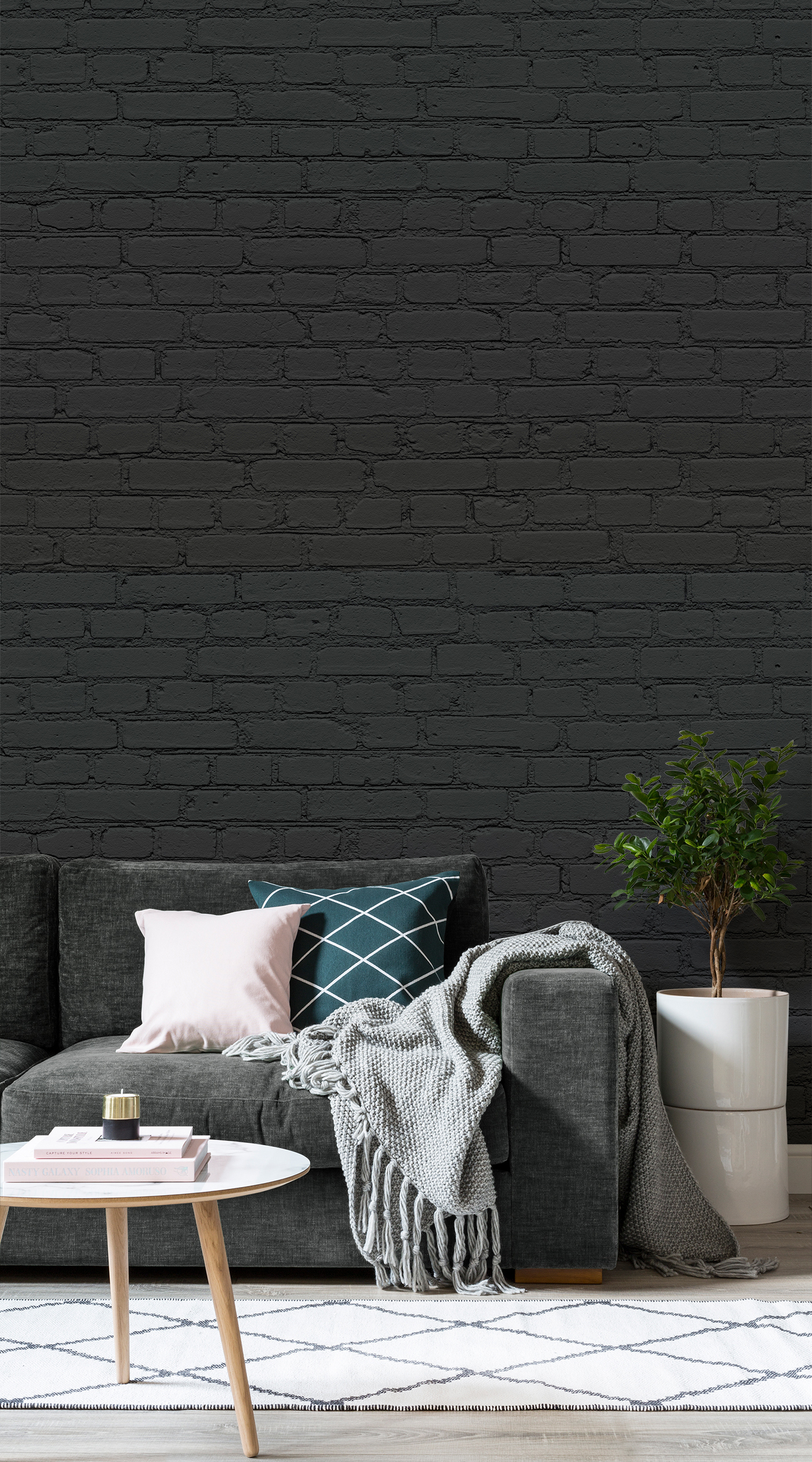 Black Brick Wallpaper Mural - Room Phone , HD Wallpaper & Backgrounds