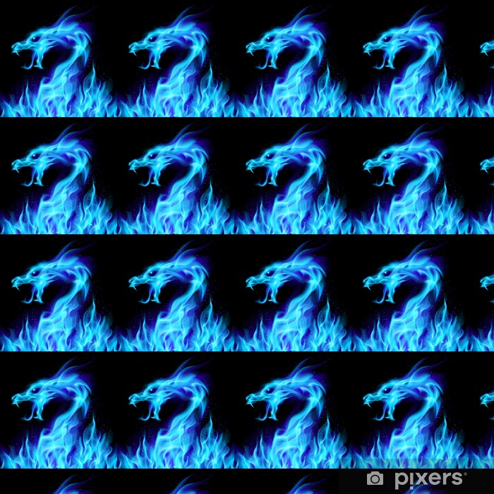 Blue Fire Dragon Vinyl Custom-made Wallpaper - Skull , HD Wallpaper & Backgrounds