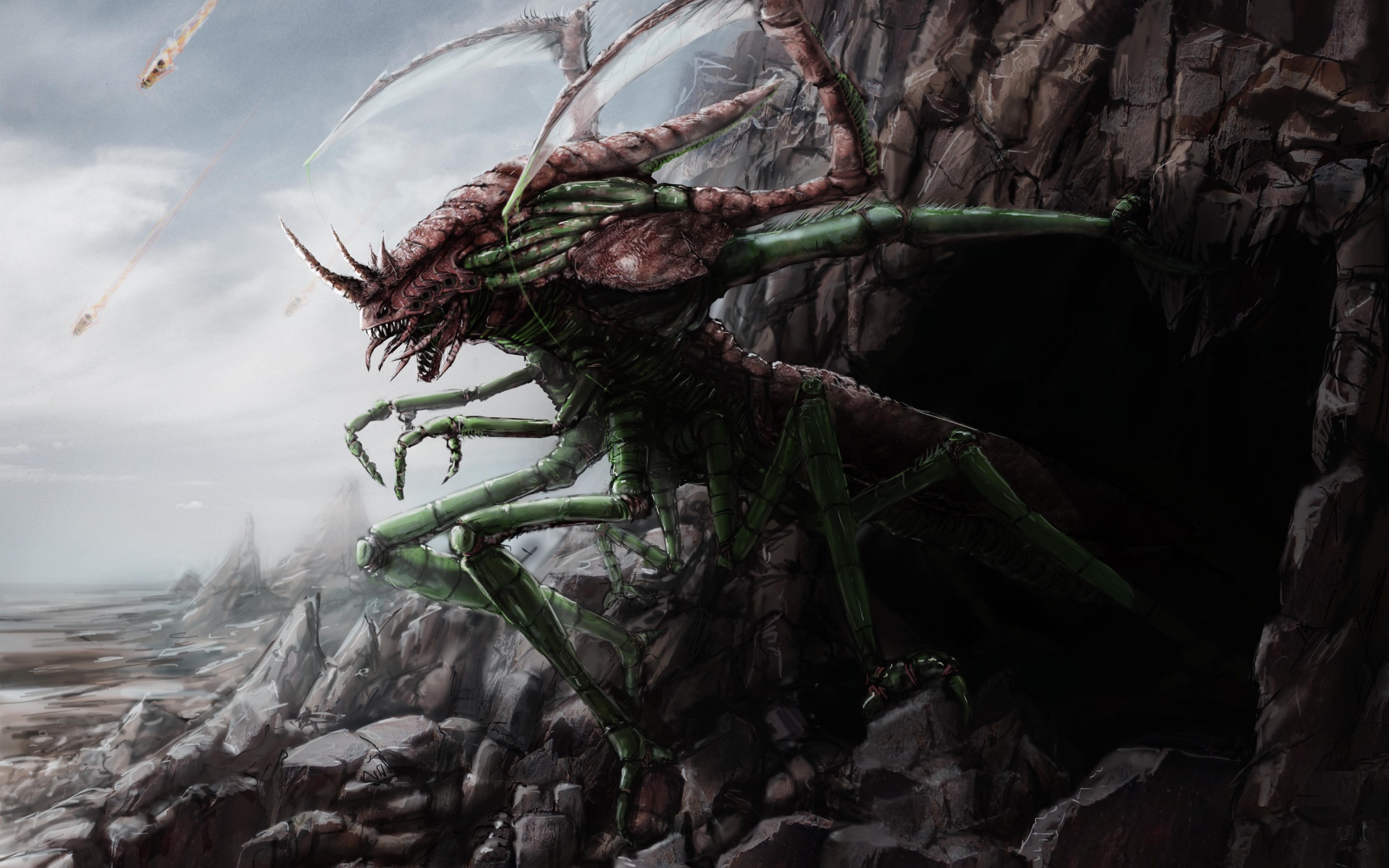 Art, Monster, Cave, Rocks, Stones, Insect, Dark, Creature - Monster Insect , HD Wallpaper & Backgrounds