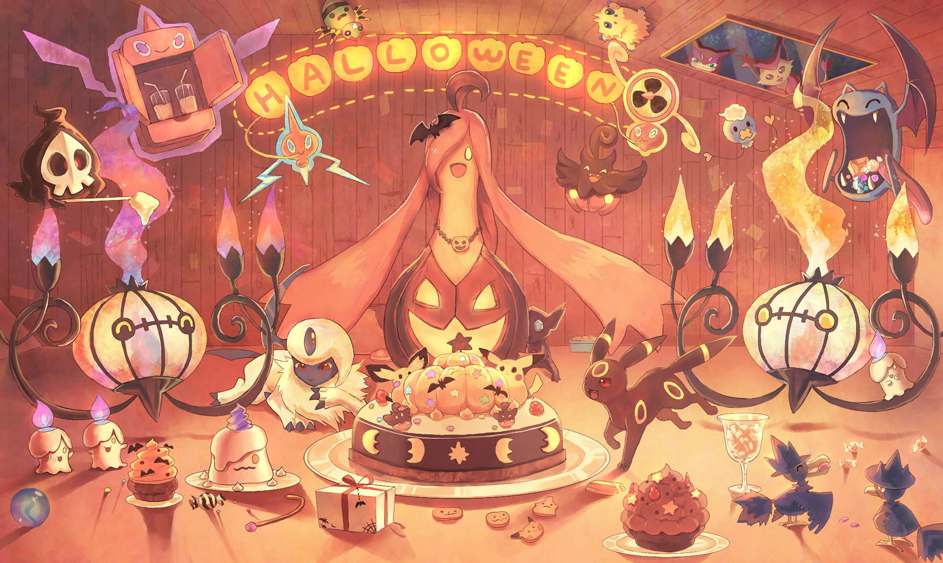 Pokémon, Absol , Chandelure , Delcatty - Jessie's Gourgeist , HD Wallpaper & Backgrounds