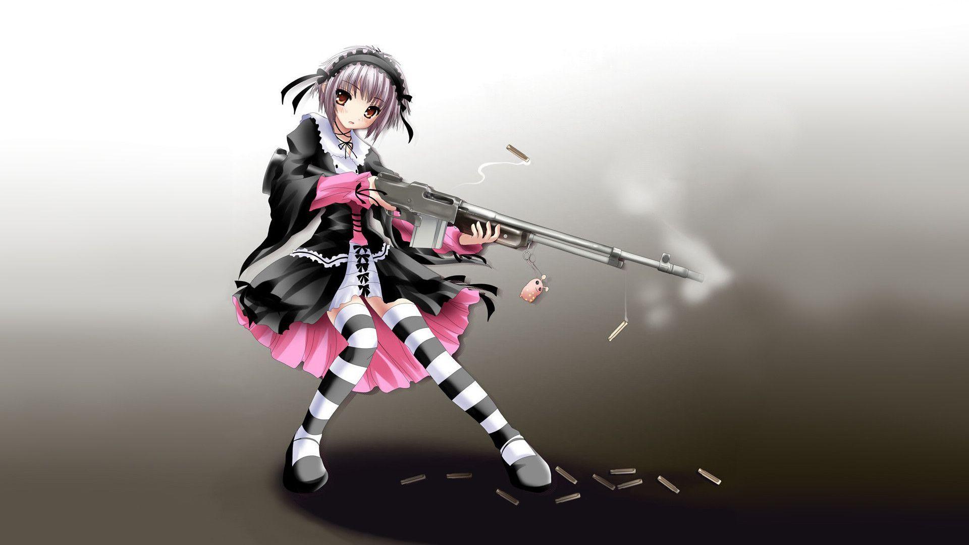 Yuki Nagato Gun Hd Desktop Wallpaper - Anime De Mujeres Con Armas , HD Wallpaper & Backgrounds