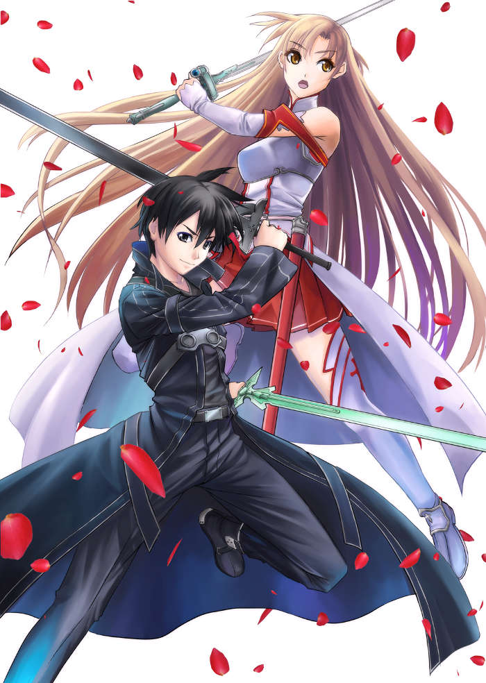 Download Mobile Wallpaper Cartoon, Anime, Girls, Swords, - Cute Asuna And Kirito , HD Wallpaper & Backgrounds