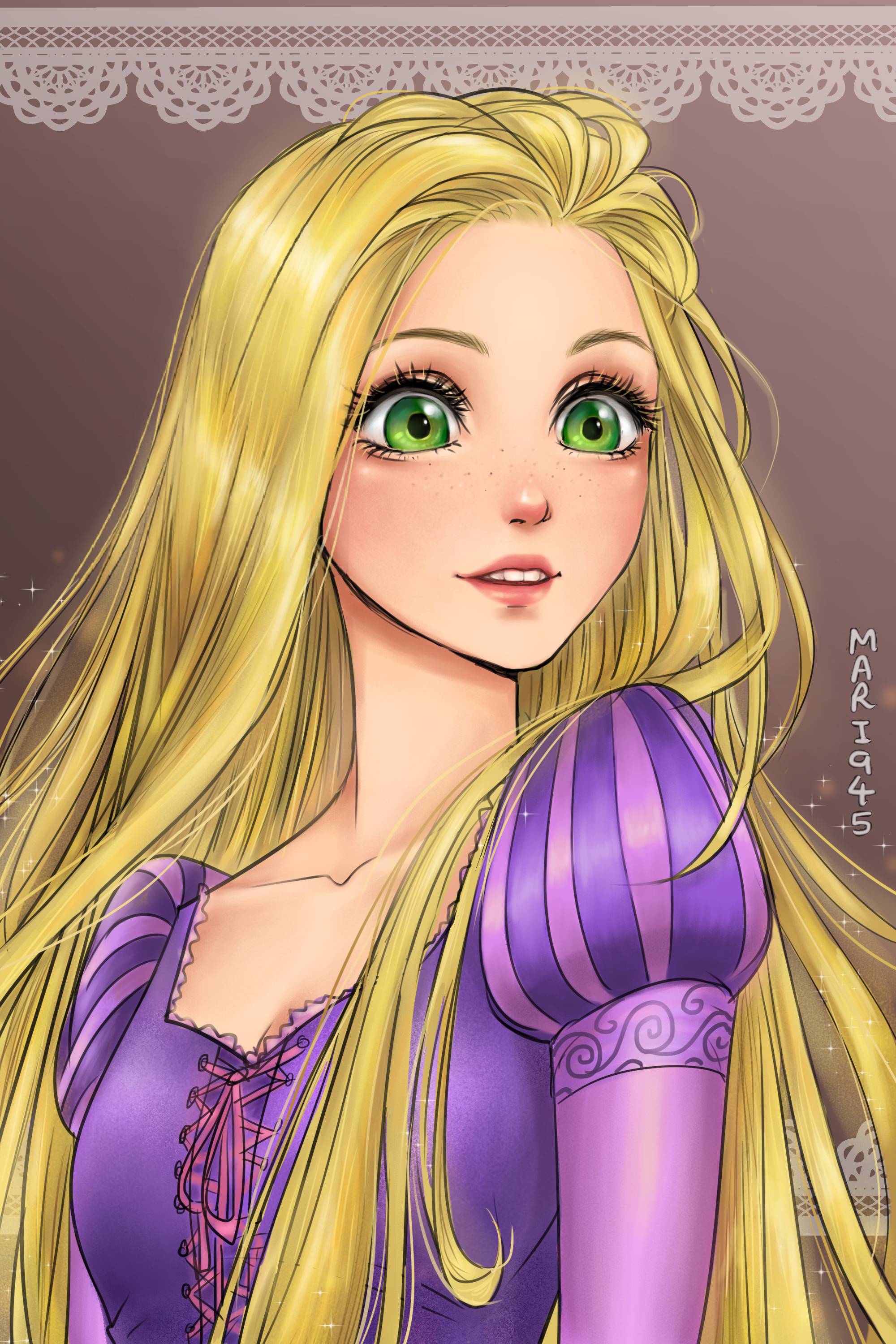 Princesa Rapunzel Disney Fondo Anime - Disney Princess Reimagined As Anime , HD Wallpaper & Backgrounds