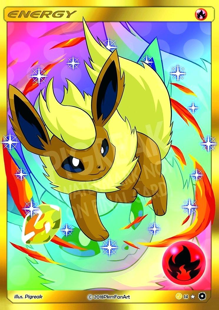 Pics Of Flareon Shiny Fire Energy Custom Card Pics - Pokémon Flareon , HD Wallpaper & Backgrounds