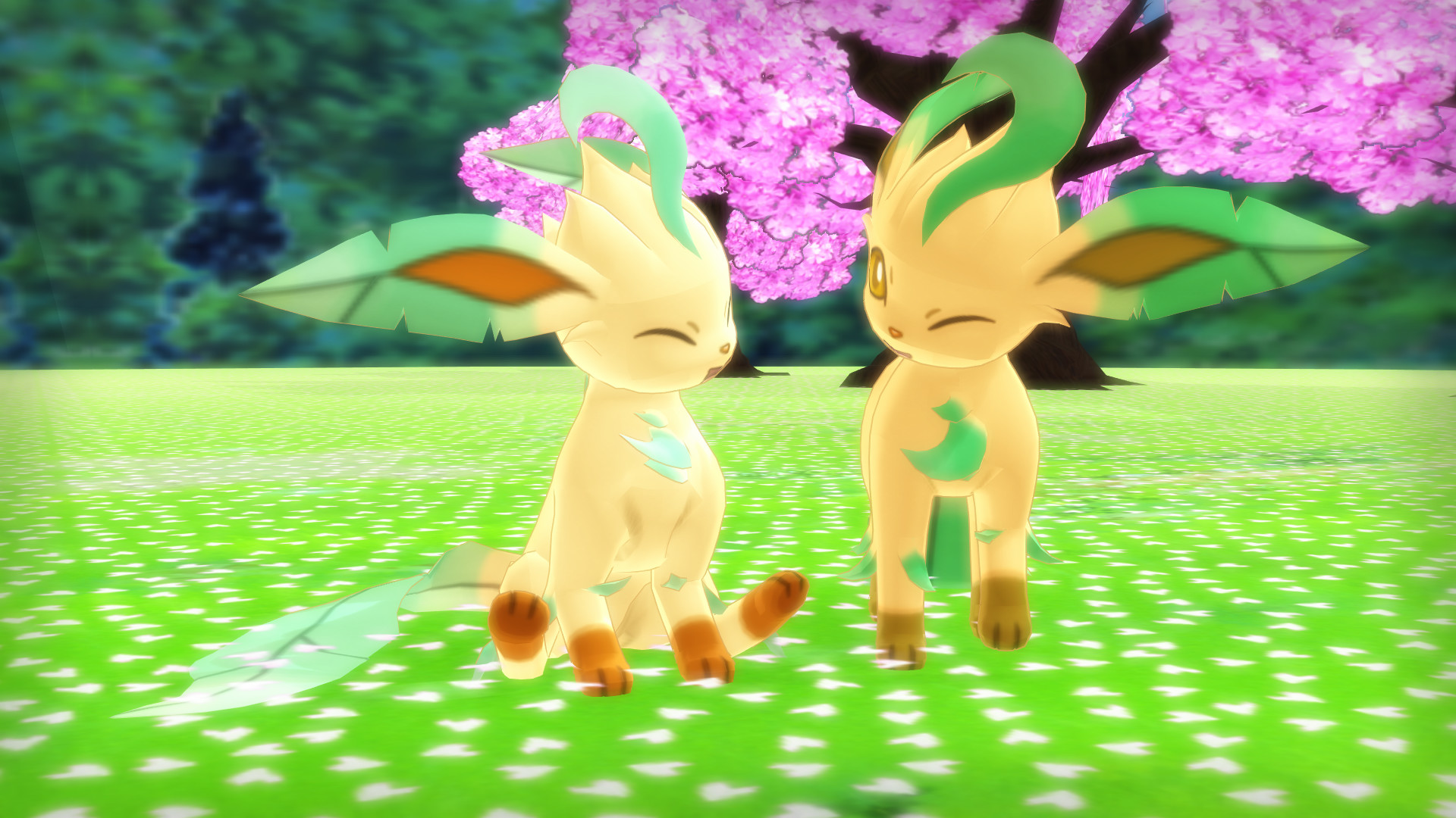 Leafeon Wallpaper - Mmd Eevee Model , HD Wallpaper & Backgrounds