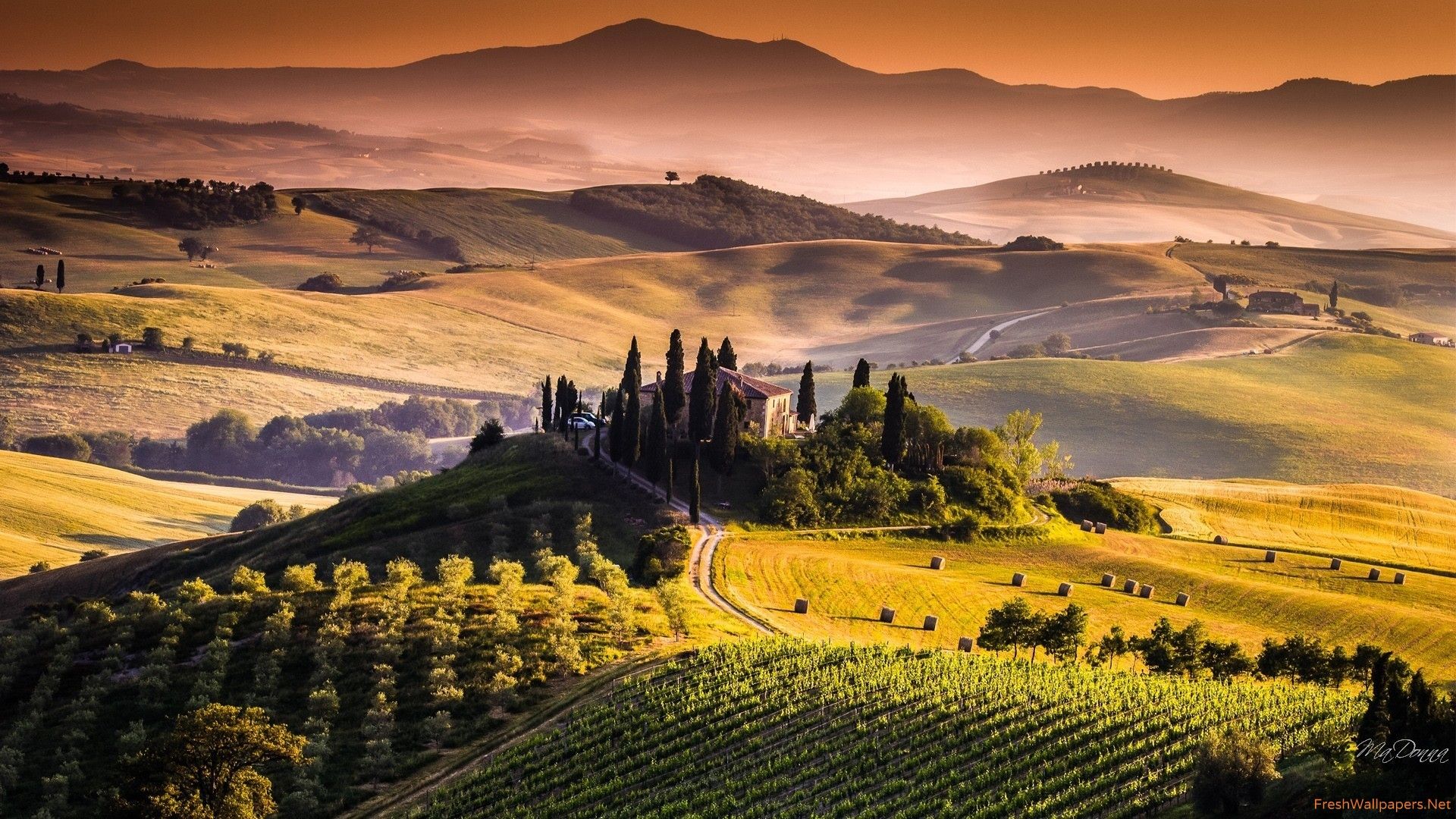 Beautiful Italy Tuscany Sunset Wallpapers - Tuscany Wallpaper Hd , HD Wallpaper & Backgrounds