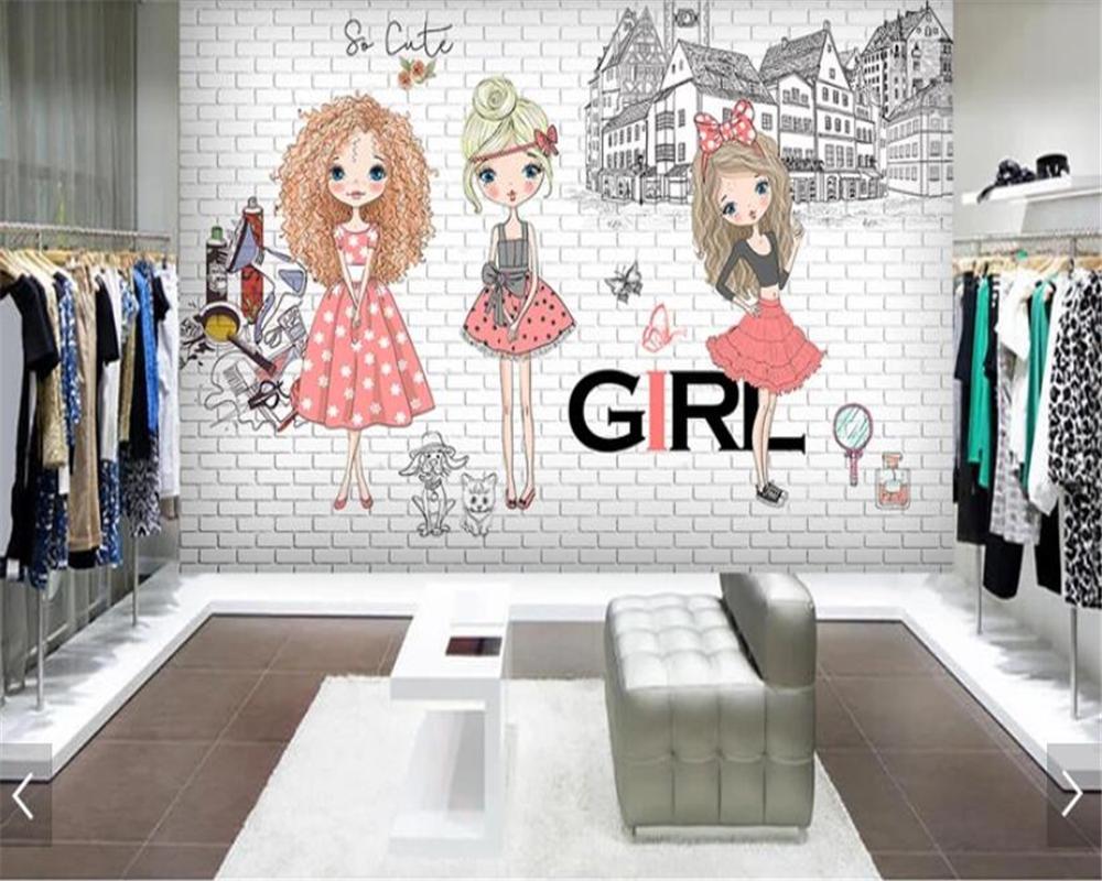 Mural Wallpaper 3d Wallpaper Urban Fashion Girl Tooling - Mural In Clothing Store , HD Wallpaper & Backgrounds