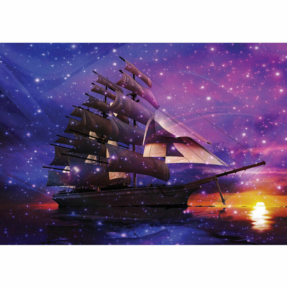 Foto Mural Barco Mar Puesta De Sol Brillante Agua Liwwing - Statek Na Morzu Obraz , HD Wallpaper & Backgrounds