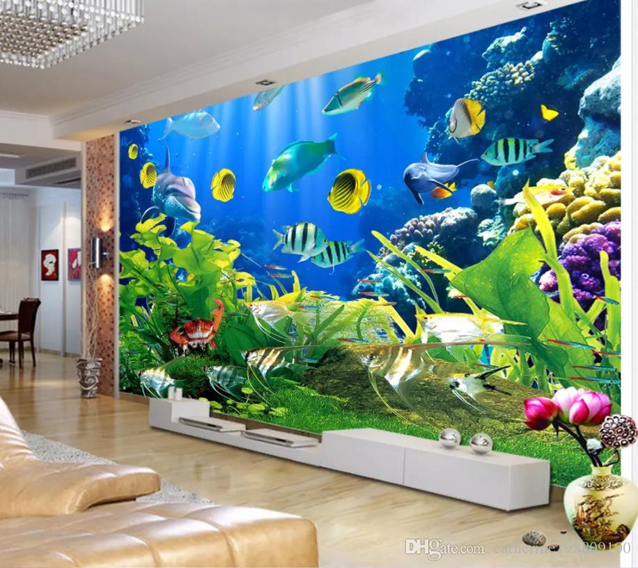 Beautiful Underwater Grass Tv Background Wall Decoration - Tinta De Parede 3d , HD Wallpaper & Backgrounds