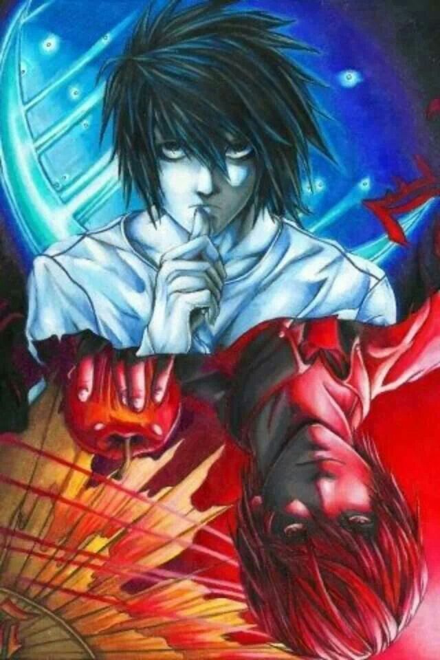 Death Note Iphone Wallpapers - Death Note Light And L Blue And Red , HD Wallpaper & Backgrounds