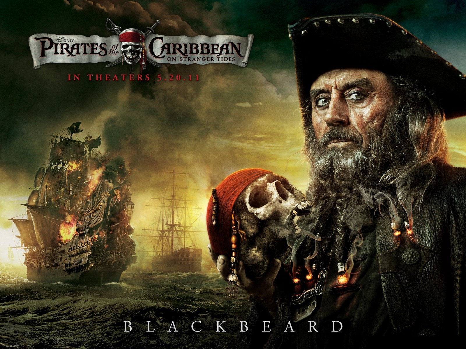 Blackbeard 2011 Pirates Of The Caribbean On Stranger - Pirate Of Caribbean 4 , HD Wallpaper & Backgrounds