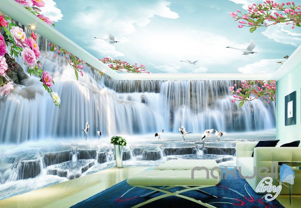 Water Fall Wallpapers - 3d Waterfall Wallpaper For Wall , HD Wallpaper & Backgrounds