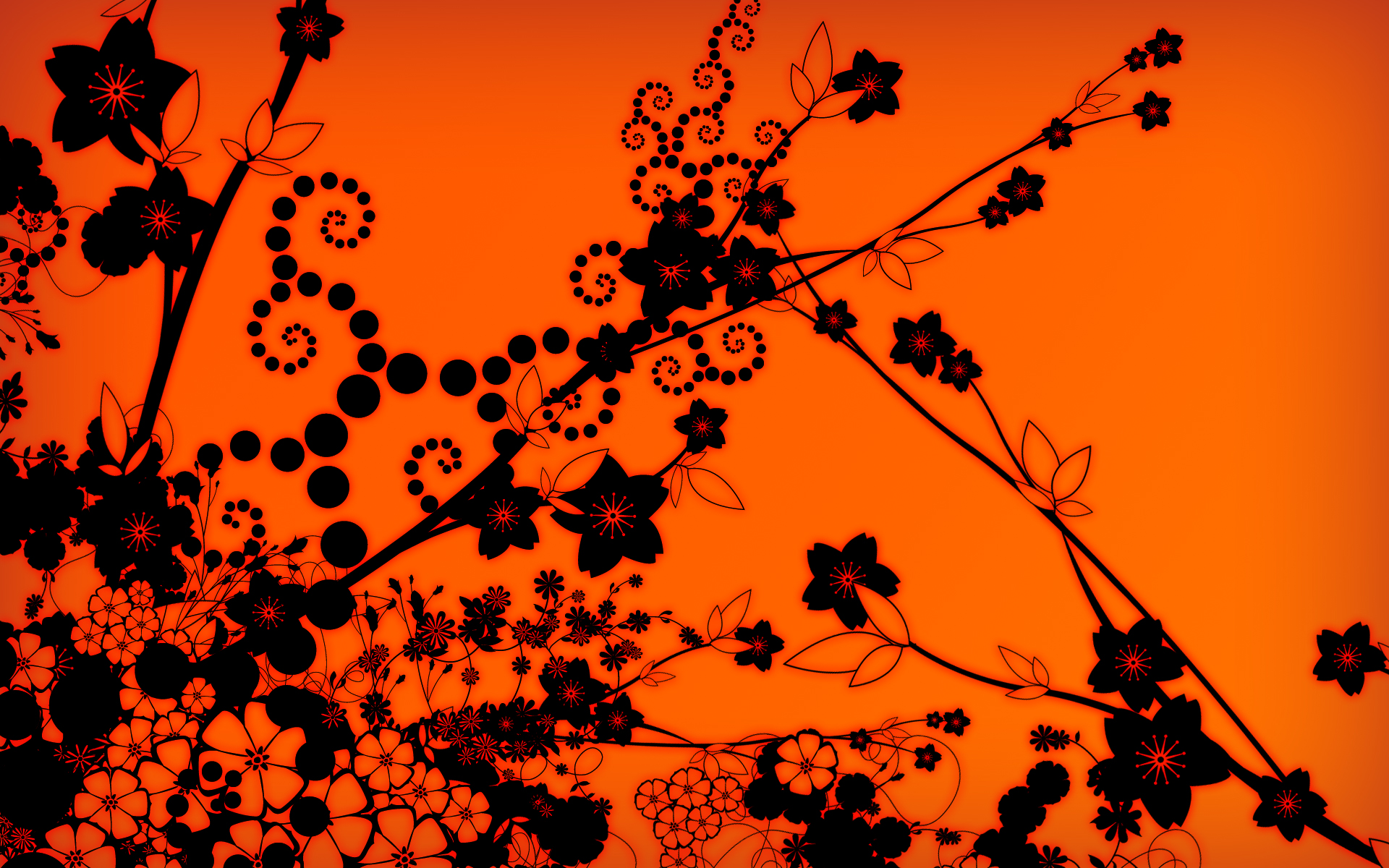 Wallpaper Flowers - Black And Orange Patterns , HD Wallpaper & Backgrounds