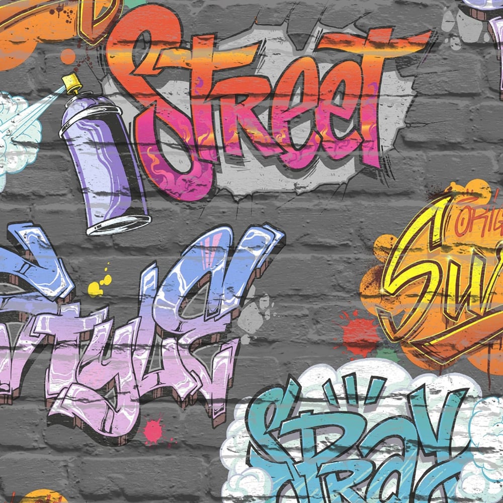 Muriva Graffiti Pattern Childrens Wallpaper Painted - Graffiti , HD Wallpaper & Backgrounds