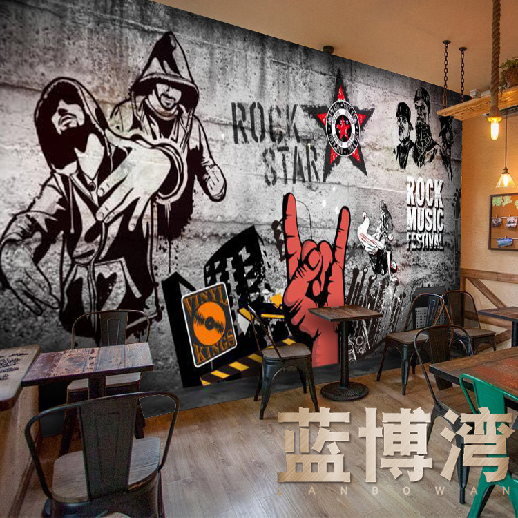 3d Retro Nostalgic Personality Creative Street Graffiti - Restaurant Graffiti , HD Wallpaper & Backgrounds