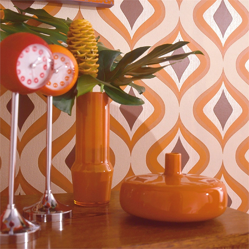 Superfresco Easy Paste The Wall Trippy Orange Wallpaper - Retro Living Room , HD Wallpaper & Backgrounds