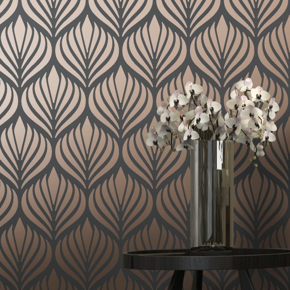 I Love Wallpaper Shimmer Desire Wallpaper Charcoal, - Metallic Art Deco Wallpaper Uk , HD Wallpaper & Backgrounds
