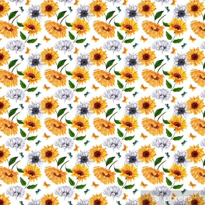 Seamless Background Pattern With Watercolor And Pencil - Fundo Girassol Png , HD Wallpaper & Backgrounds
