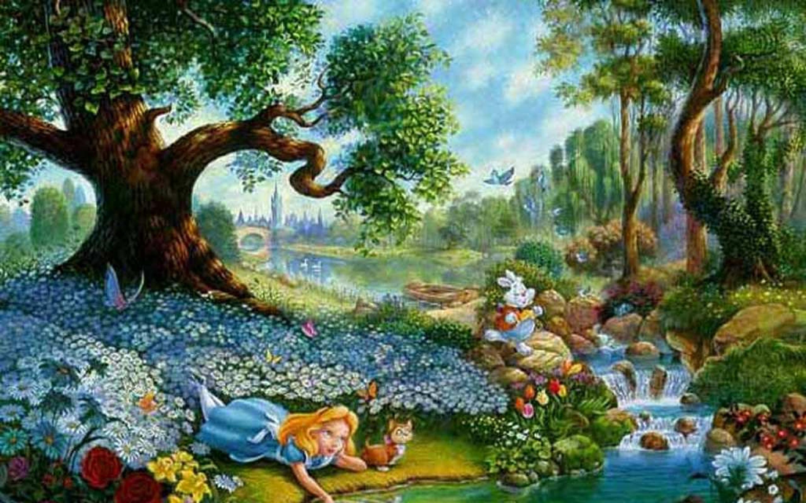 Disney Thomas Kinkade Wallpaper Gallery - Surrealism Alice In Wonderland , HD Wallpaper & Backgrounds