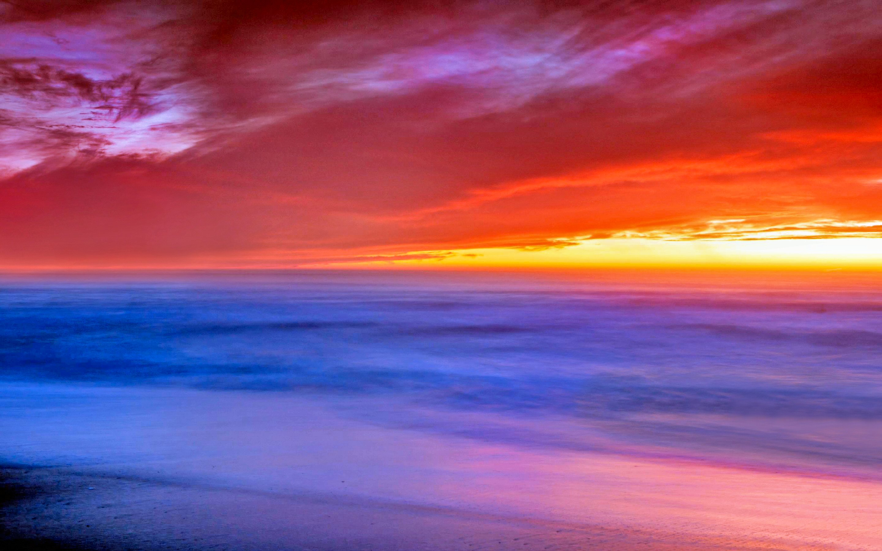 Sea Sunset Red Sky Scenery Wallpaper - Colorful Sky Background Hd , HD Wallpaper & Backgrounds