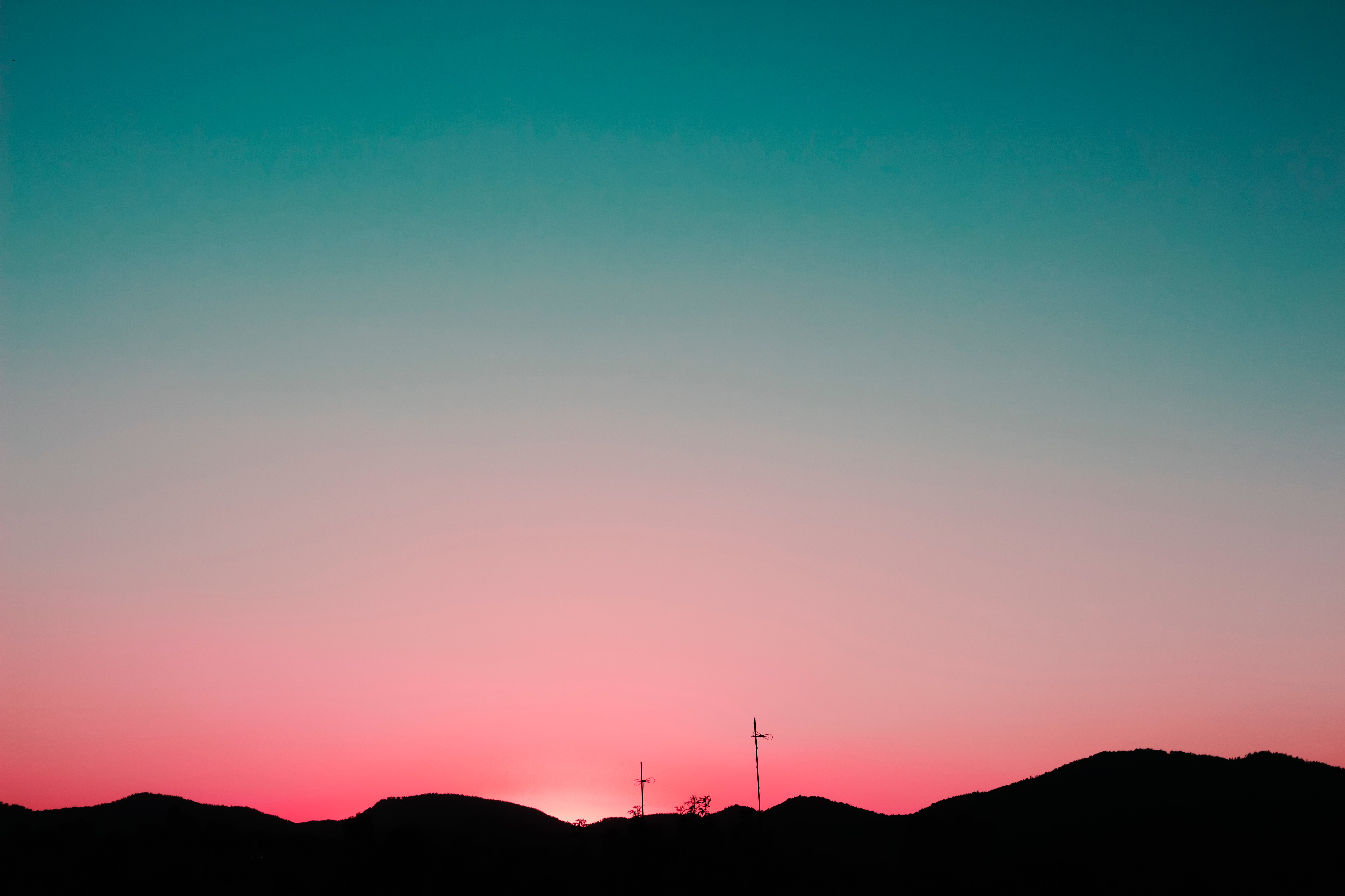 Sunset Sky Hills - Afterglow , HD Wallpaper & Backgrounds