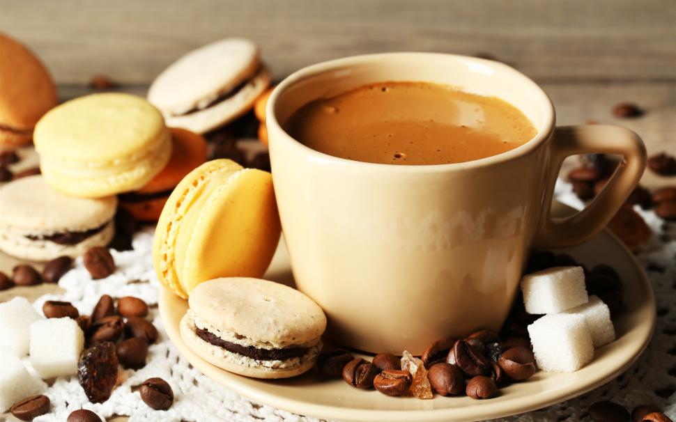 Coffee, Cup, Almond, Cookies, Dessert Wallpaper - Coffee Dessert , HD Wallpaper & Backgrounds