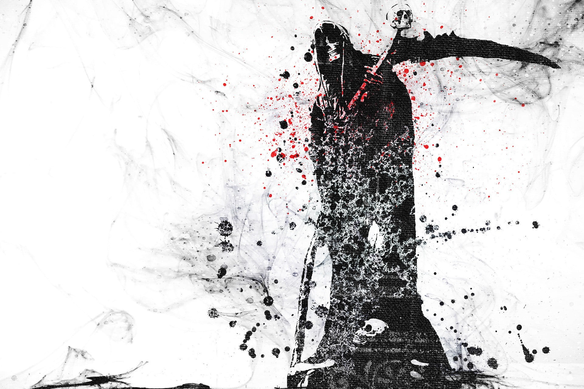 Black Scythe Wallpaper, Death, Ink Wash Paintings, - Grim Reaper Phone Wallpaper 4k , HD Wallpaper & Backgrounds