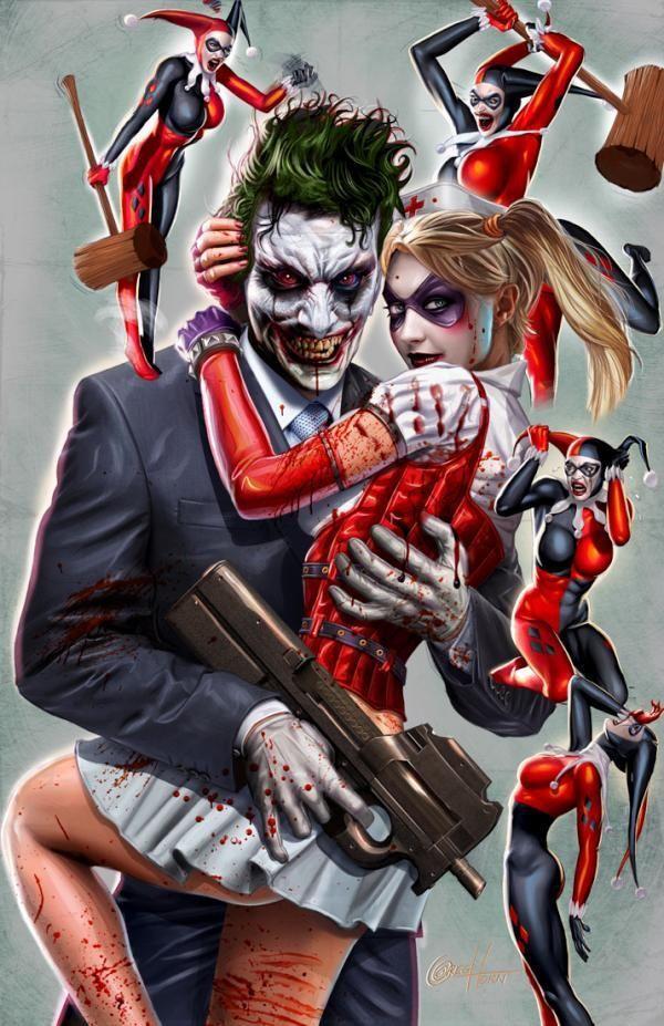 Wallpaper - Joker And Harley Art , HD Wallpaper & Backgrounds