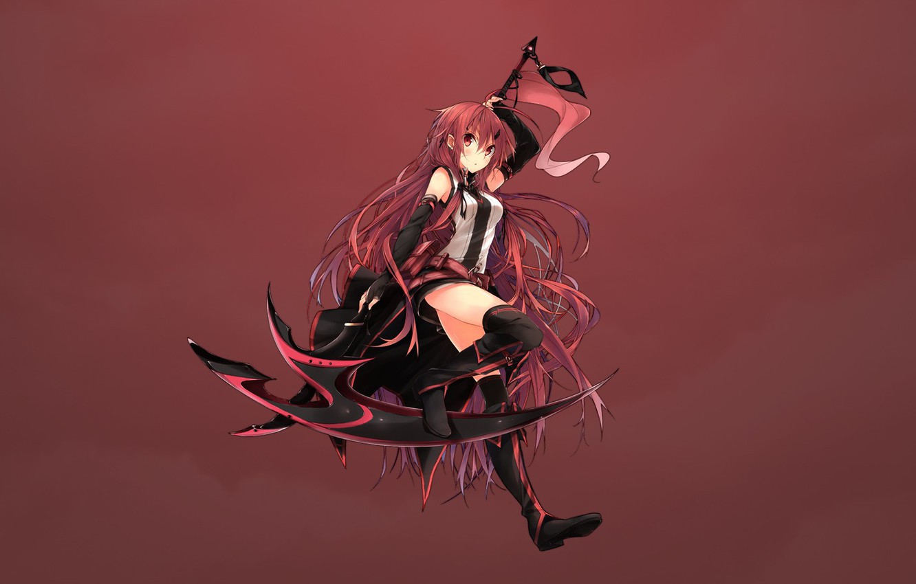 Photo Wallpaper Weapon, Anime, Blade, Warrior, Scythe, - Anime Girl With A Scythe , HD Wallpaper & Backgrounds