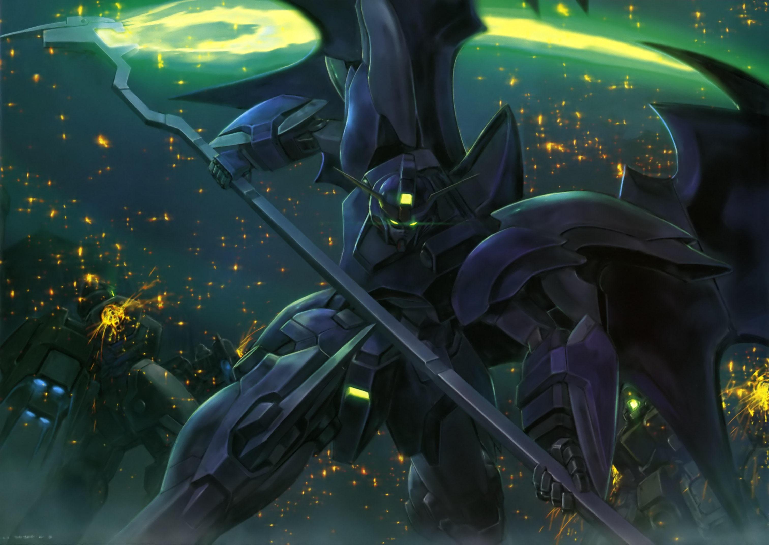 He's Got A Glowing Green Scythe - Gundam Deathscythe Hell Custom , HD Wallpaper & Backgrounds