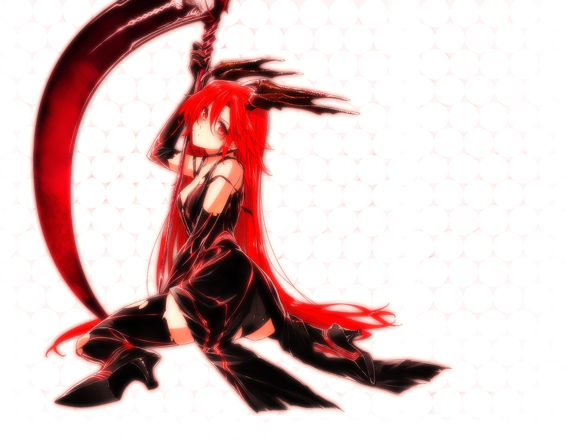 Hd Wallpaper - Red Hair Scythe Anime , HD Wallpaper & Backgrounds