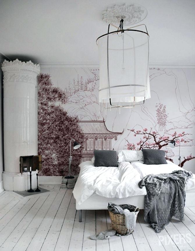 Japan Wall Mural Cherry Blossom Trees And Mountains - Cherry Blossom Theme Bedroom , HD Wallpaper & Backgrounds