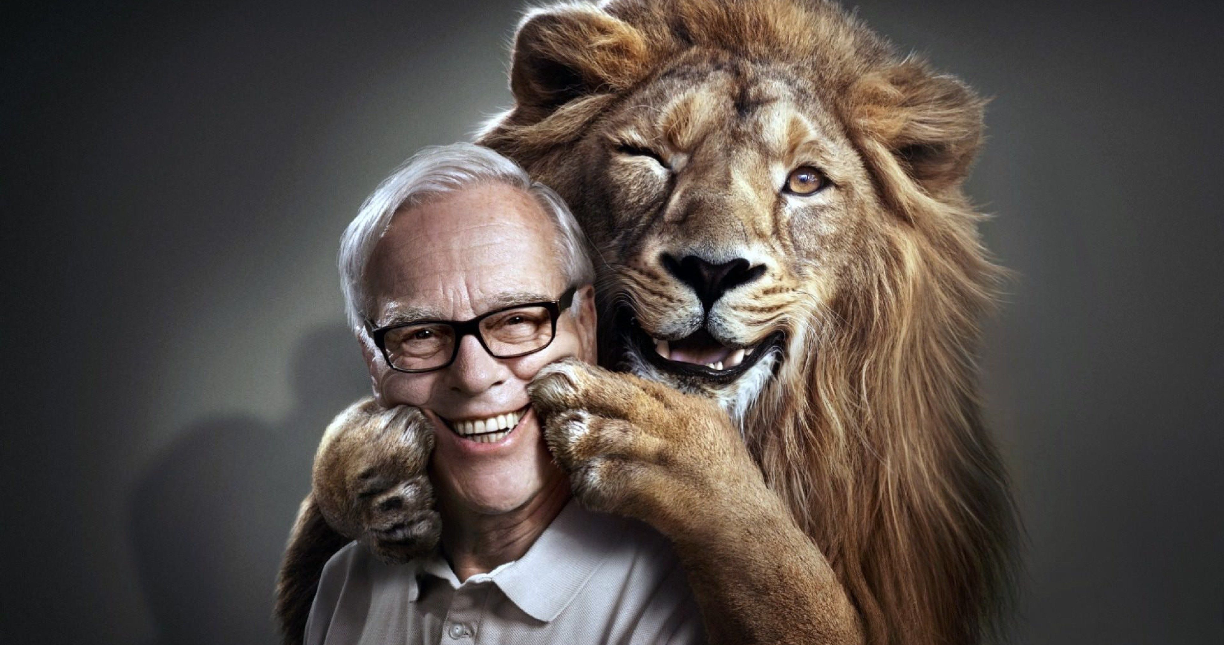 Funny Man And Lion 4k Ultra Hd Wallpaper - Lion 4k Ultra Hd , HD Wallpaper & Backgrounds