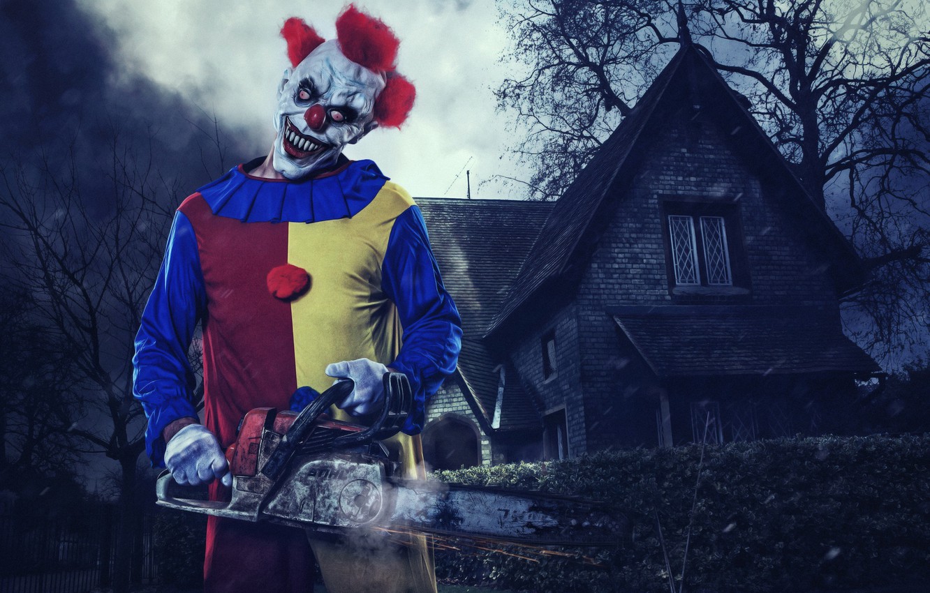 Photo Wallpaper House, Clown, Mask, Halloween, Halloween, - Killer Clown , HD Wallpaper & Backgrounds