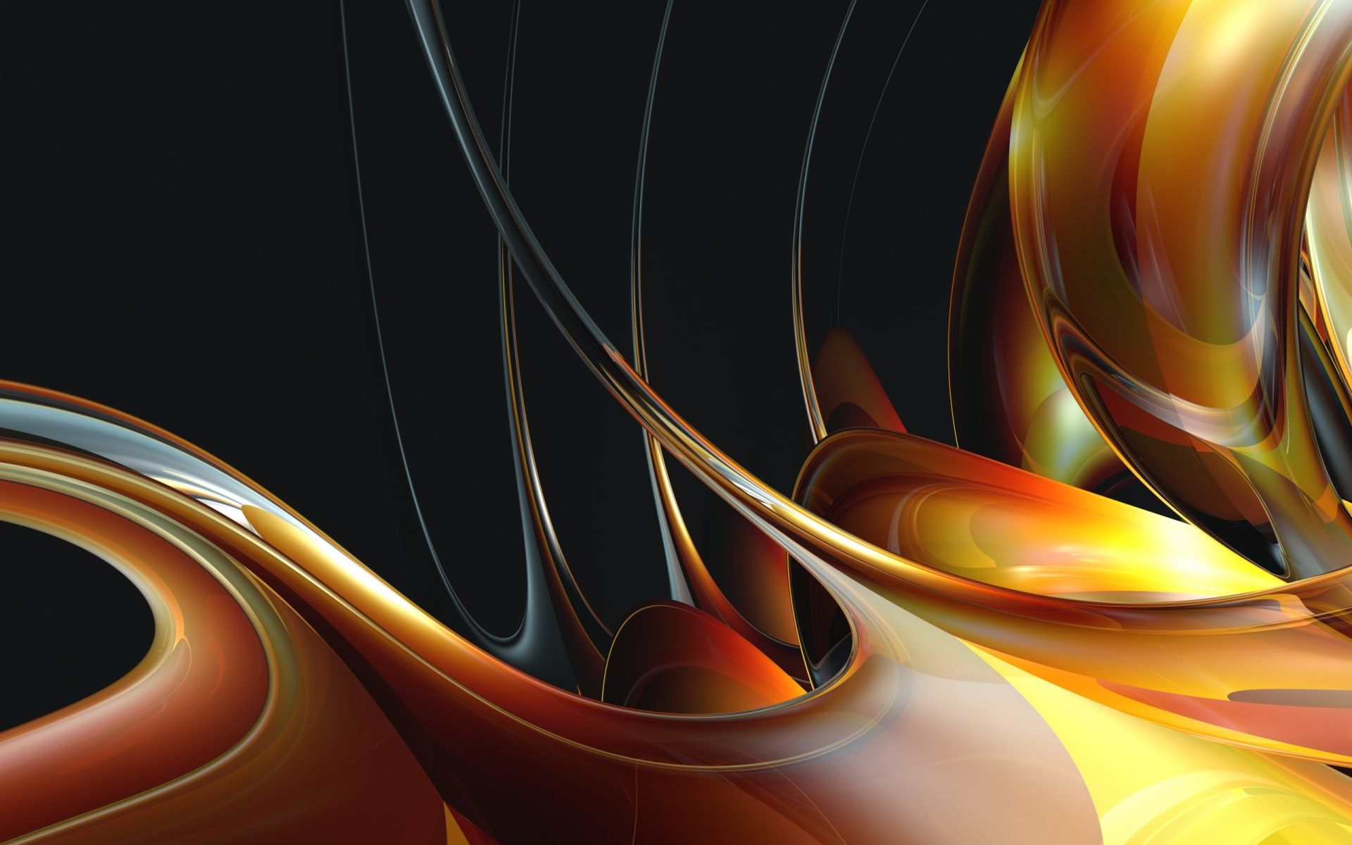 3d Abstract Art Realistic Oil Painting - Colour Gold And Black , HD Wallpaper & Backgrounds