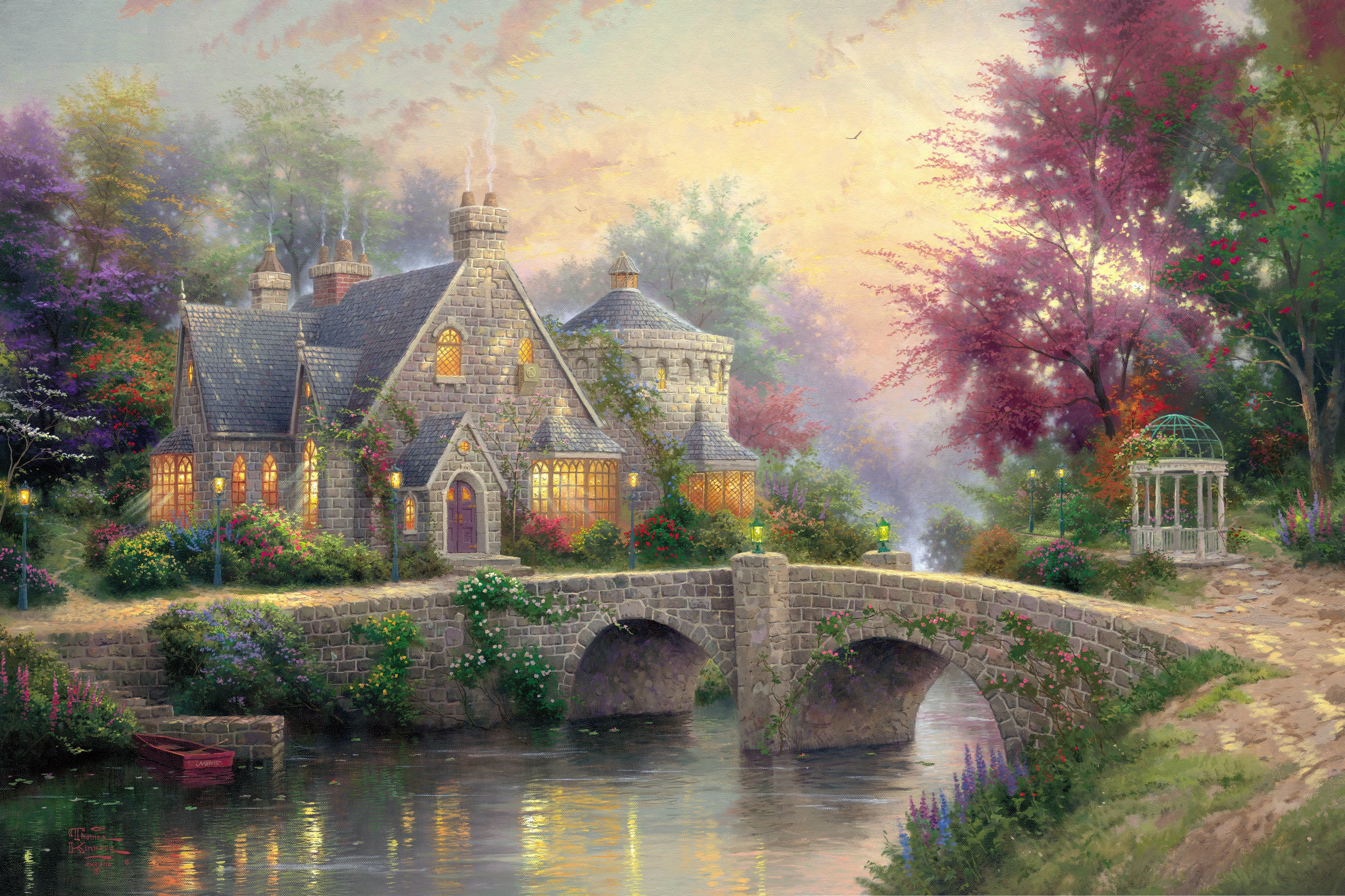 Hd Wallpaper - Thomas Kinkade Lamplight Manor , HD Wallpaper & Backgrounds