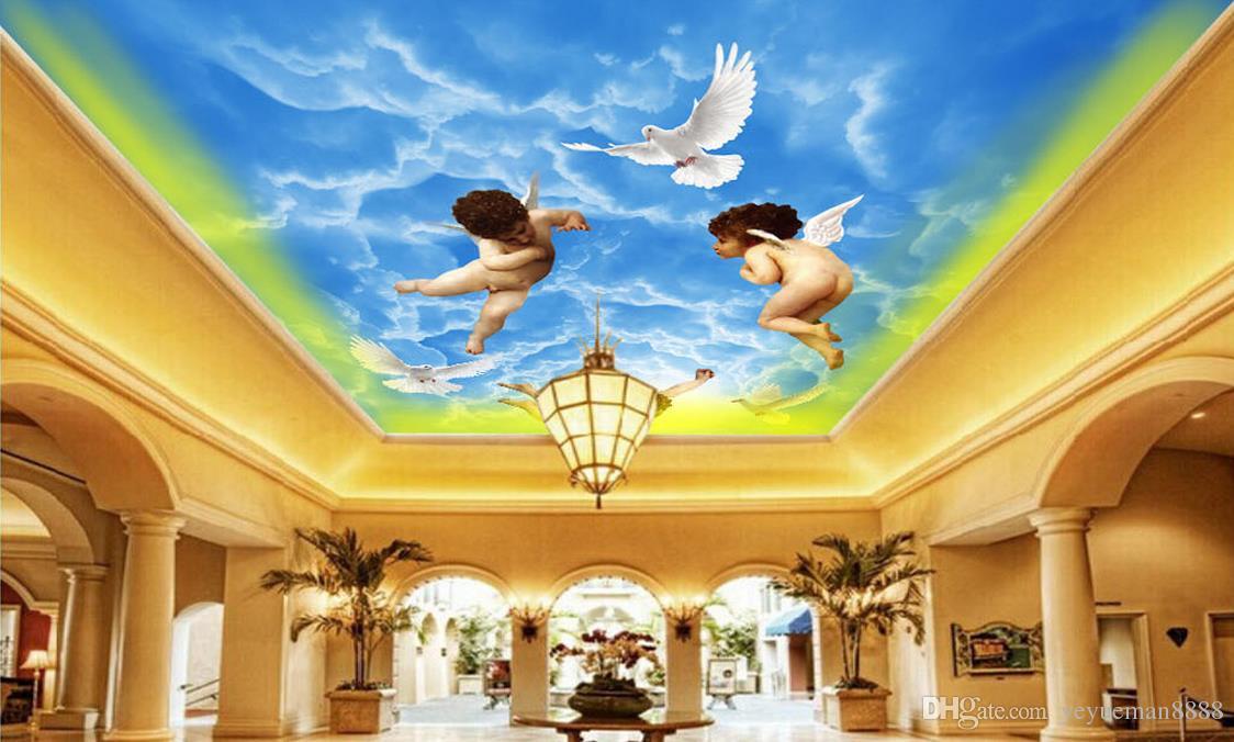 3d Ceiling Murals Wallpaper Custom Photo Wall Mural - Angels On The Sky Ceiling , HD Wallpaper & Backgrounds